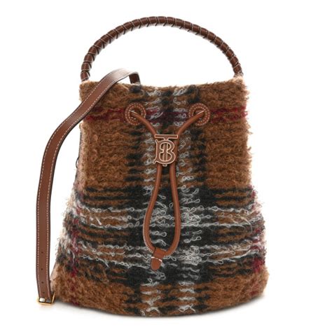 burberry mohair bucket bag|BURBERRY Mohair Check Calfskin TB Small Bucket Bag Brown .